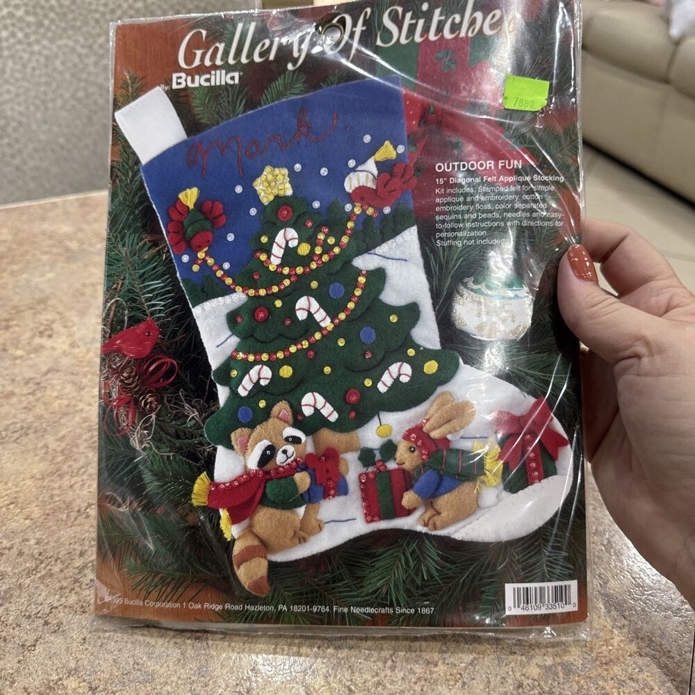 Bucilla 15" Felt Applique Stocking Kit OUTDOOR FUN 33510 Racoon Bunny